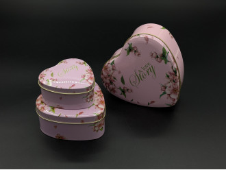 Металлические подарочные коробочки. ""I Love Story". 3шт. комплект. 12х12см