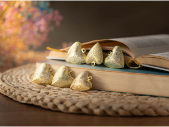 Металлические сердца-погремушки, фурнитура для украшения одежды и сувениров золотого цвета 35 мм