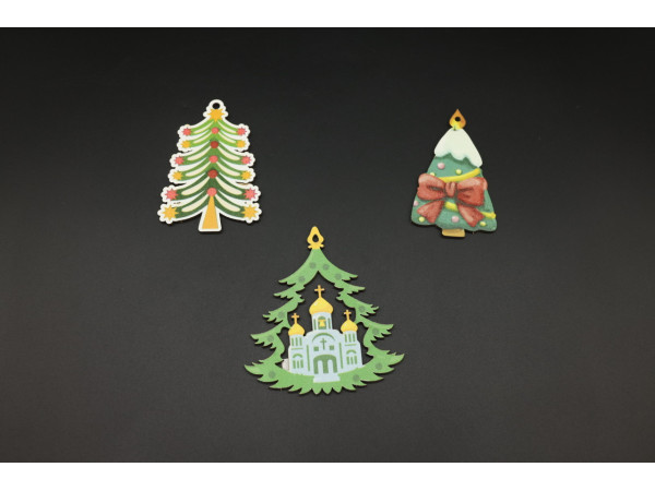 Деревянная новогодняя игрушка с печатью. 9х8,5см
