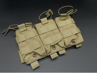 Подсумок для хранения магазинов с системой Molle, объемом на 3 магазина, цвет Coyote, водостойкий