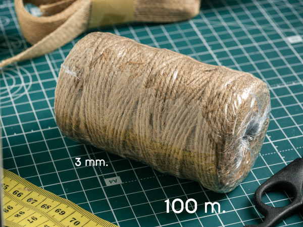Мотузка джут натуральна лляна 3 мм 100 м