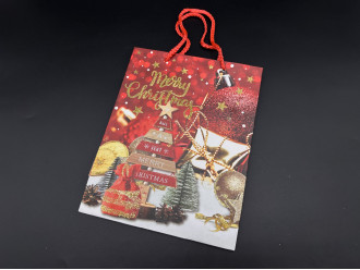 Одноразовые бумажные пакеты с узором."Merry Christmas" 18х23х8см