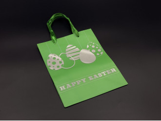 Подарунковий пакет. Колір зелений  "Happy Easter" 18х23х8см