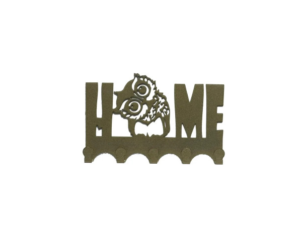 Ключниця настінна металічна 18.5х12см. Колір "золотий" Home 5 гачків