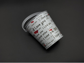 Декоративне відерце для квітів металеве Колір I Love you. 10.7х10.5х7.6см