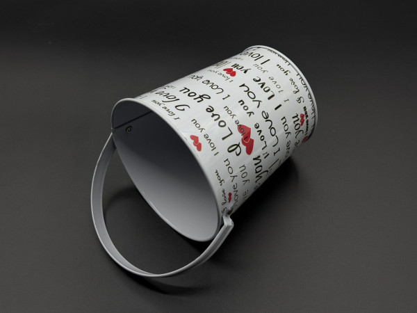 Декоративное ведерко для цветов металлическое Цвет I Love you. 10.7х10.5х7.6см