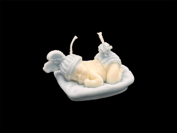 Свеча mini BABY из натурального соевого воска. Цвет Голубой.  7,5х5х4см, вес 67 грам.
