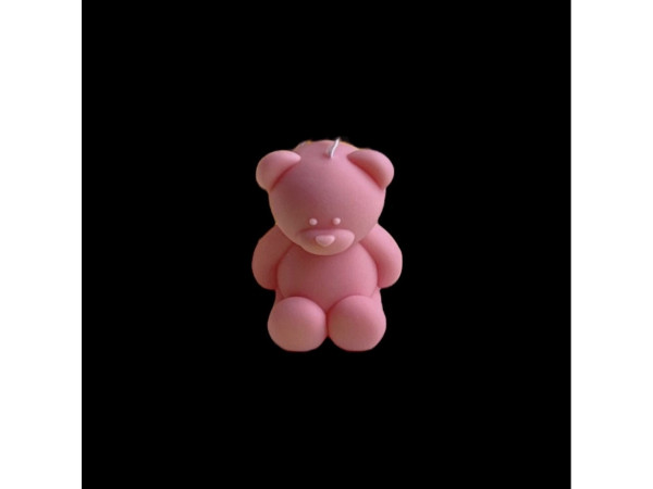 Свеча mini Мишка из натурального соевого воска. Цвет Розовый.  4,5см 17 грамм