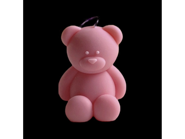 Свеча mini Мишка из натурального соевого воска. Цвет Розовый.  4,5см 17 грамм