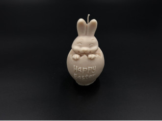 Свеча соевая "Happy Easter" зайчик в яйце 10см 125грамм. Цвет бежевый.