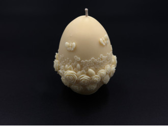 Свічка соєва "Happy Easter "писанка з квітами 8 см 100 грам. Колір жовтий.