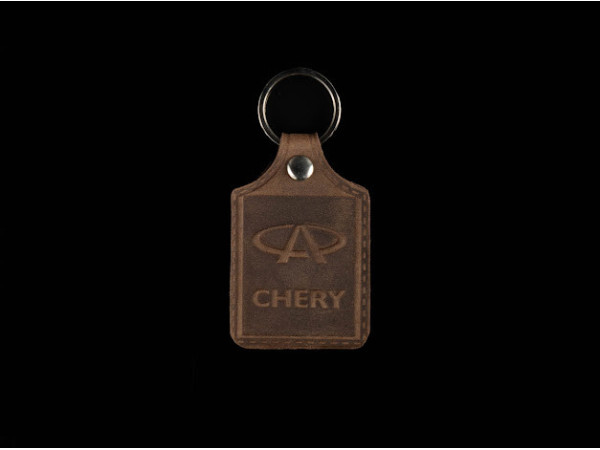 Брелок шкіряний. Chery. 43x65мм. Колір Коричневий.