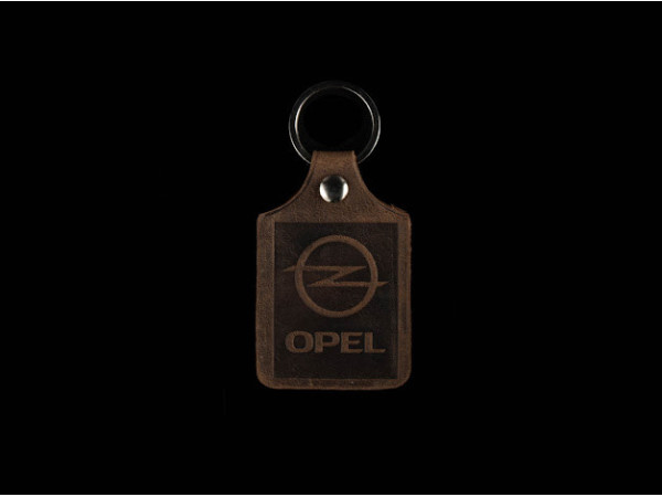 Брелок шкіряний. Opel. 43x65мм. Колір Коричневий.