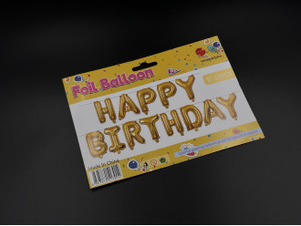 Надувні кульки HAPPY BIRTHDAY. Колір золотий. 29см