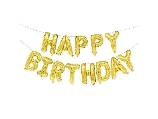 Надувні кульки HAPPY BIRTHDAY. Колір золотий. 29см
