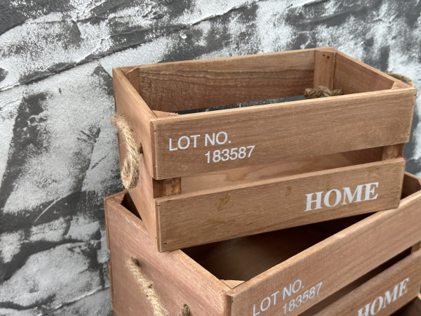 Деревянные корзинки ящики коричневого цвета "Home". 35х25х17см