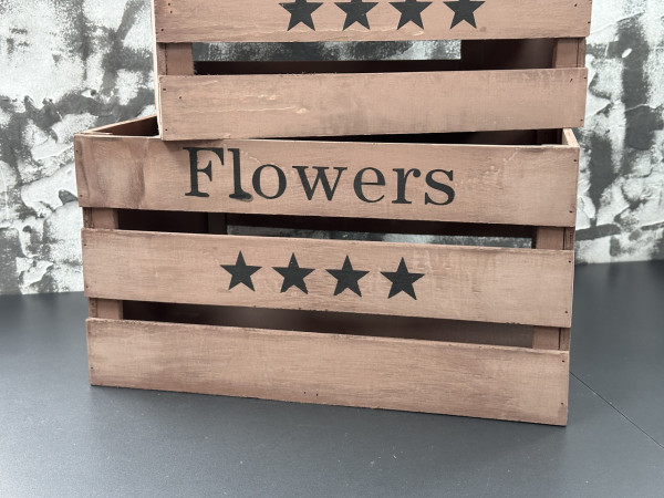 Деревянные корзинки ящики коричневого цвета "Flowers". 40х31х22см