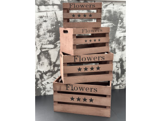 Дерев'яні ящики коричневого кольору "Flowers". 40х31х22см