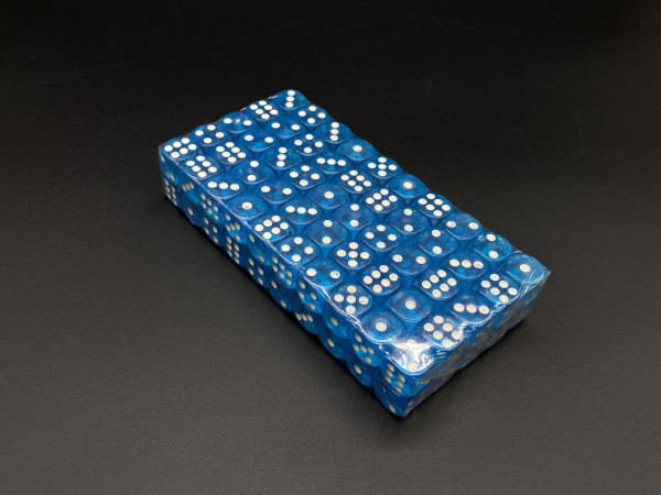 Кістки гральні для настільних ігор і покеру, блакитного кольору з білими крапками, розмір 14 мм, закруглені кути