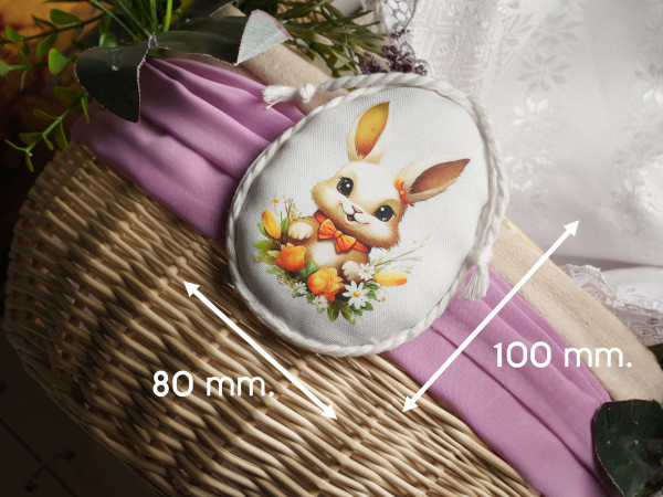 Тканинна підвіска Великодня зайчик. 10х8см