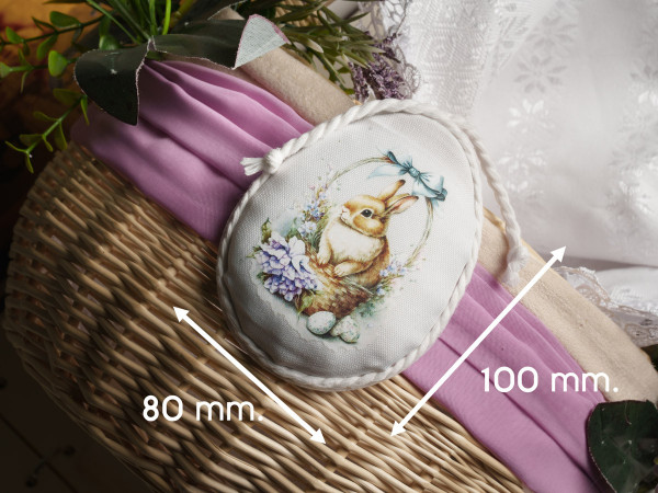 Тканинна підвіска Великодня зайчик. 10х8см