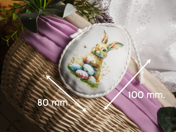 Тканинна підвіска Великодня зайчик. 10х8см
