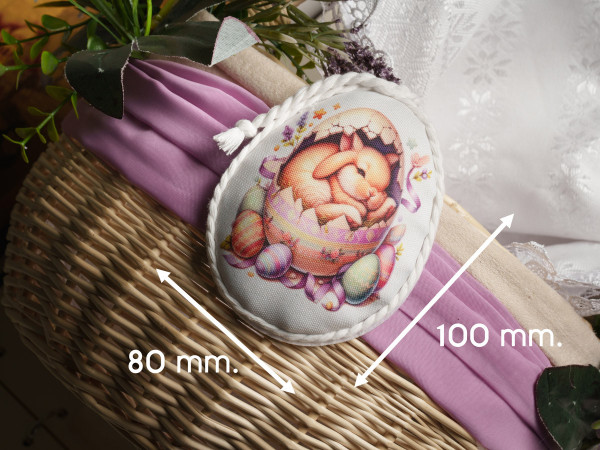 Тканинна підвіска Великодня зайчик. 10х8см