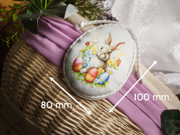 Тканинна підвіска Великодня зайчик. 10х8см