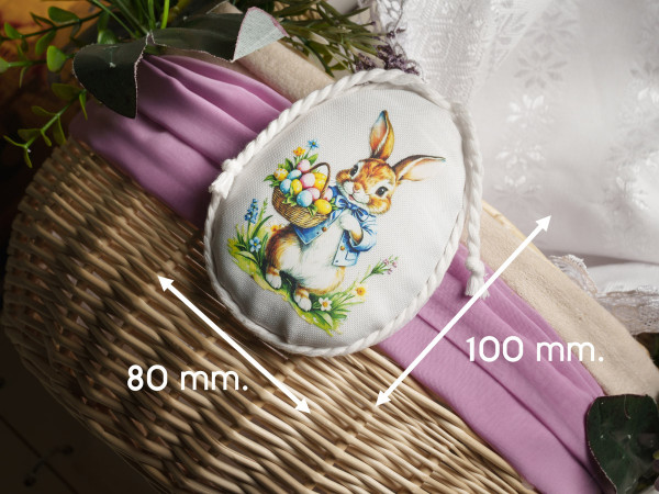 Тканинна підвіска Великодня зайчик. 10х8см
