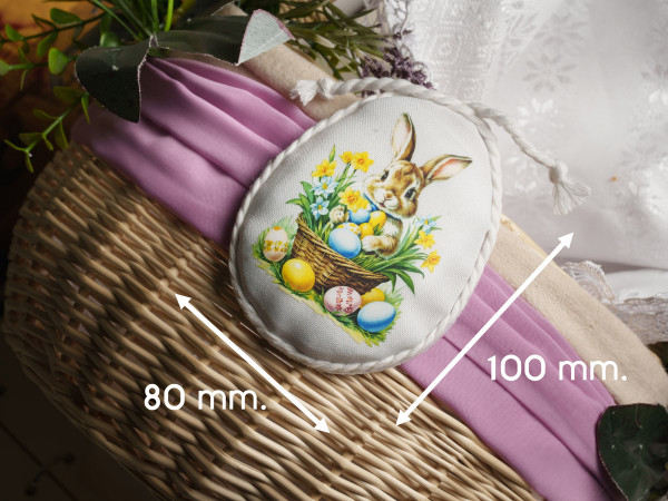 Тканинна підвіска Великодня зайчик. 10х8см