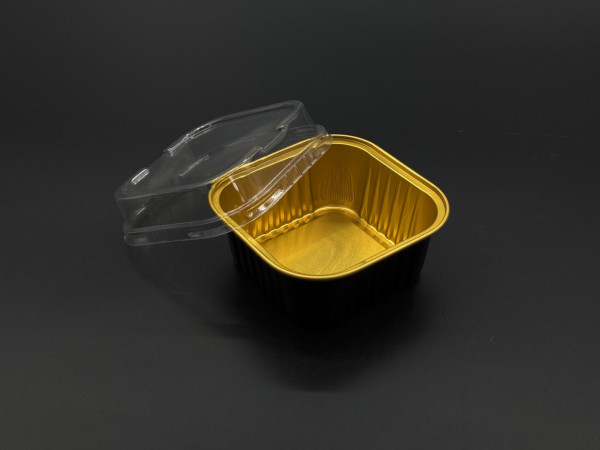 Квадратні форми для випічки з алюмінієвої фольги з кришкою. 8х8х3,5см Набір 10шт