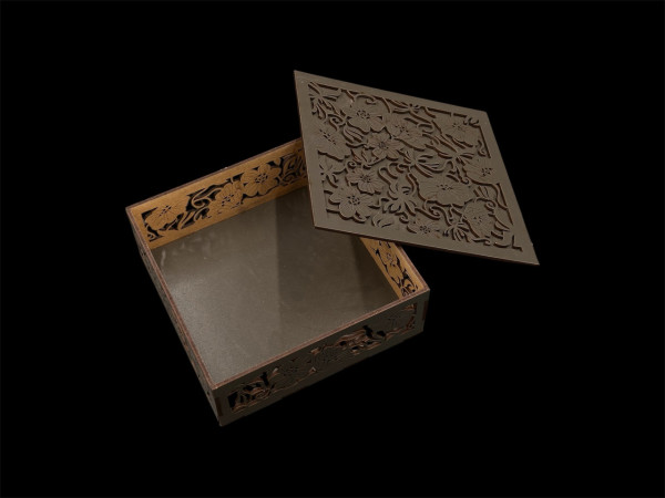 Шкатулка из фанеры. Цвет Графит. 16,5х16,5х6см