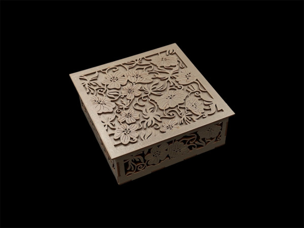 Шкатулка из фанеры. Цвет Графит. 16,5х16,5х6см