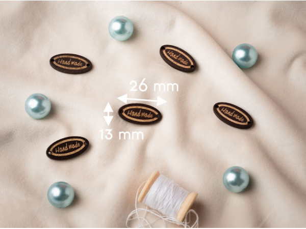 Дерев'яні заготовки для творчості. Значок Hand Made. 26х13мм