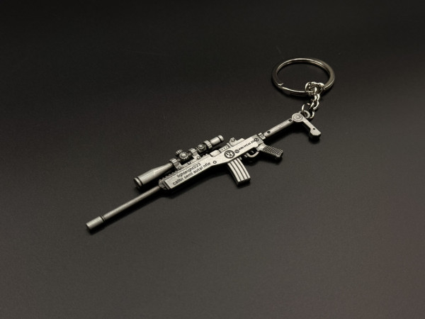 Брелок металевий снайперська гвинтівка Ruger Mini-14 Колір "темне срібло" 12см