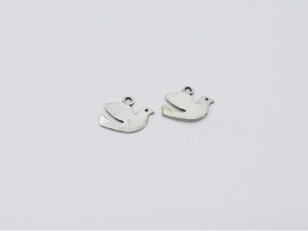 Металева накладка "Птах" 12х15мм для створення прикрас Кулон для браслетів і сережок колір срібний