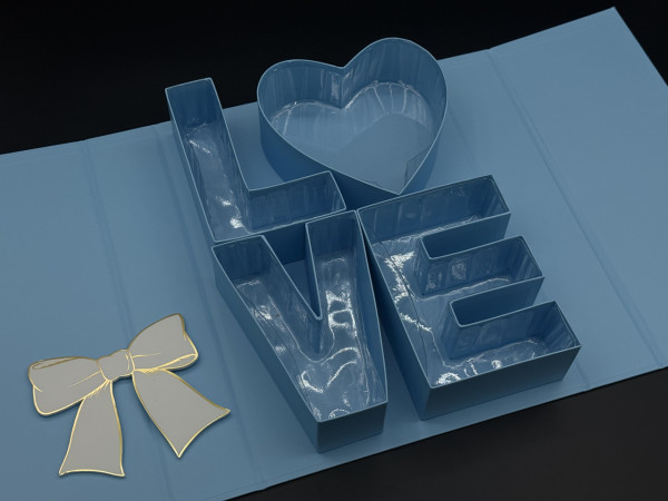 Коробка подарочная. Цвет голубой. 36х27х7см LOVE
