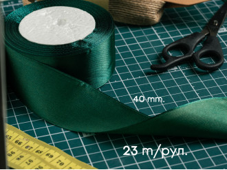 Стрічка атласна. Колір №73, зелений. 4см. 23м/рул.