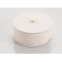 Стрічка декоративна тканинна для декупажу з малюнком Колір білий. Квітка з червоною крапкою. 4см. 20м/рул.
