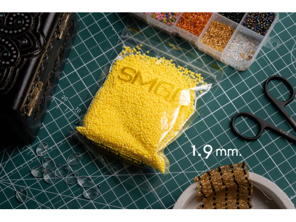 Яскраво-жовтий Бісер для прикрас Жовтий Круглий №13/0. 1.9мм. Непрозорий 100г/уп. ААА Намистинки для рукоділля